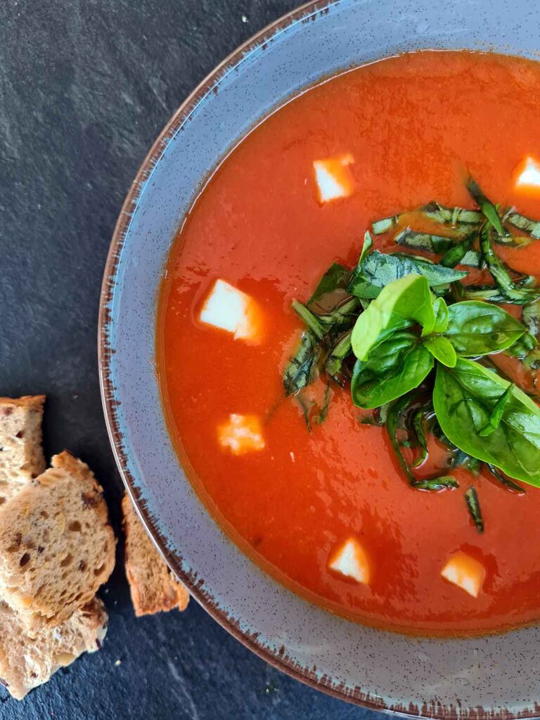 Roasted tomato soup with feta cheese recipe