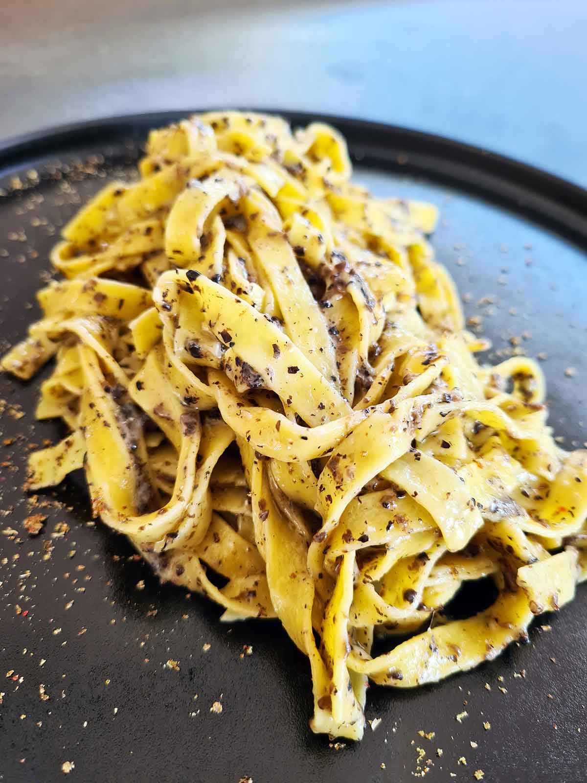 Truffle Pasta with Homemade Truffle Mushroom Pesto recipe